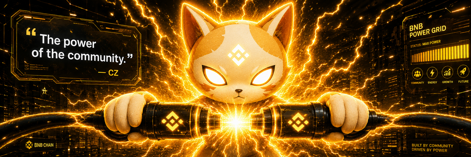 POWER mascot wielding power cables